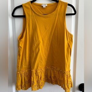 J. Crew Mustard Tank Top with Eyelet Hem